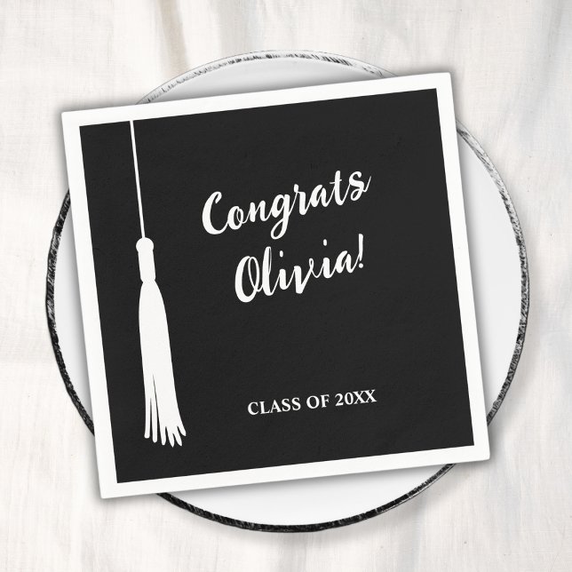 Modern 2024 Grad Tassel Personalised Graduation  Napkin (Modern 2024 Grad Tassel Personalized Graduation Napkins)