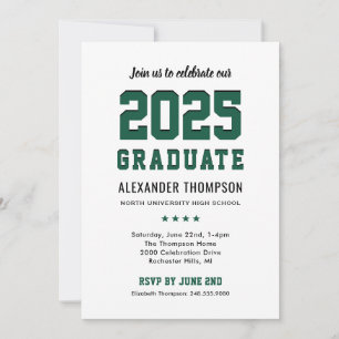 Modern 2024 Graduate Green Graduation Party Invitation