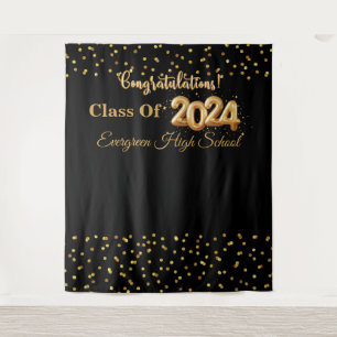 Modern 2024 Graduation Photo Booth Backdrop Tapestry