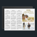 Modern 2024 Magnet Photo Calendar Black White Gold<br><div class="desc">This modern 2024 magnetic calendar in minimalist style is easy to customise with personal photos to create a unique keepsake for your loved ones. The black and white design with colourful pictures and golden text looks stylish and clear. Click "Personalise this template" and upload your photos to get the result...</div>