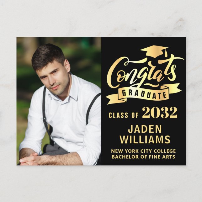 Modern 2024 PHOTO Graduation Party Invitation Postcard (Front)