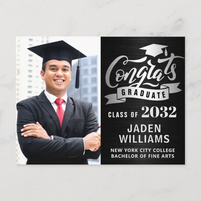 Modern 2024 PHOTO Graduation Party Invitation Postcard (Front)