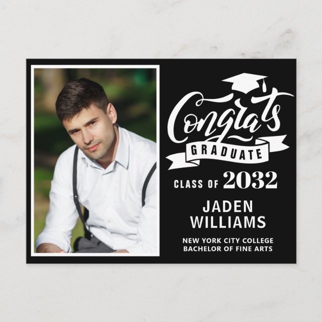 Modern 2024 PHOTO Graduation Party Invitation Postcard (Front)