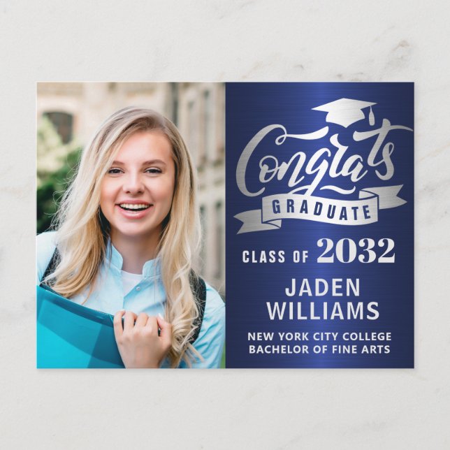 Modern 2024 PHOTO Graduation Party Invitation Postcard (Front)