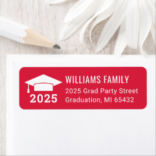 Modern 2024 Red Graduation Return Address