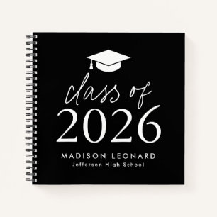 Modern 2025 Black Photo Graduation Guest Book