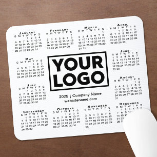 Modern 2025 Calendar Business Company Logo White Mouse Mat