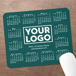 Modern 2025 Calendar Business Logo Blue-Green Mouse Mat