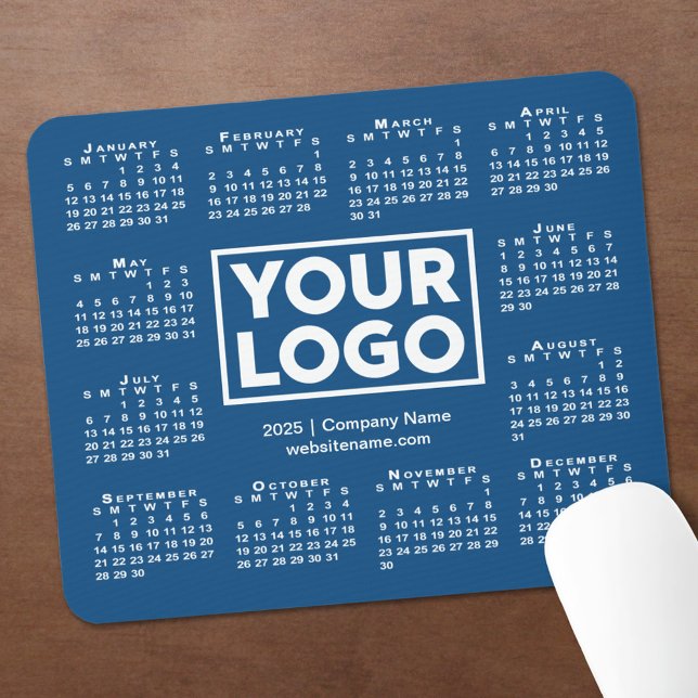 Modern 2025 Calendar Business Logo Blue Mouse Mat (Modern 2025 Calendar Business Logo Blue Mouse Pad in situ)