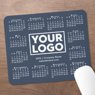 Modern 2025 Calendar Business Logo Navy Blue Mouse Mat