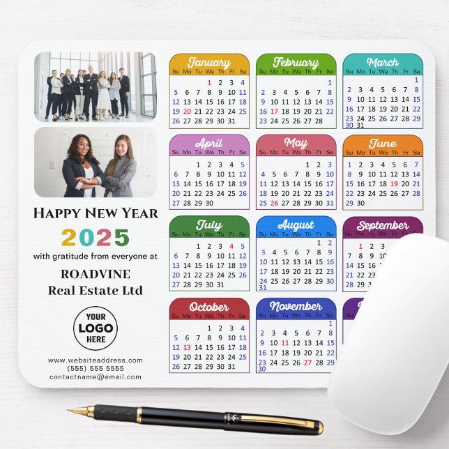 Modern 2025 Calendar Business Photo Logo Colourful Mouse Mat (Creator Uploaded)