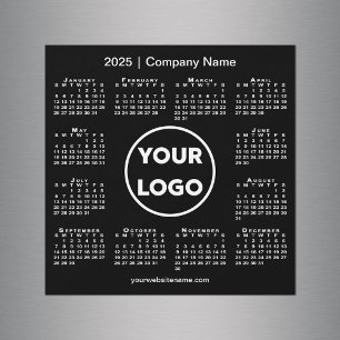 Modern 2025 Calendar Company Logo on Black Magnet