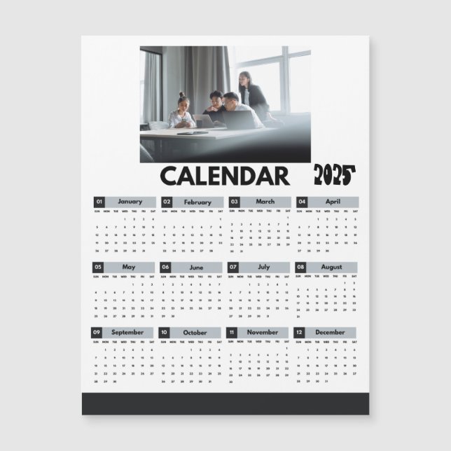    Modern 2025 Calendar Company Photo Magnet (Front)