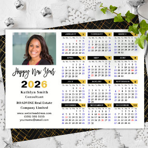 Modern 2025 Calendar Corporate Photo Black Gold Holiday Card