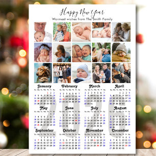 Modern 2025 Calendar Family Photo Collage Magnetic