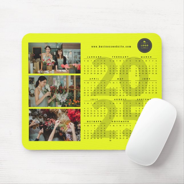 Modern 2025 Calendar New Year Minimalist 3 Photo Mouse Mat (With Mouse)