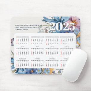 Modern 2025 Calendar Quote & Personalised Name Mouse Mat