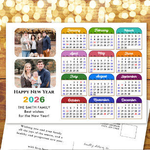 Modern 2025 Calendar Simple Family Photo Colourful Holiday Postcard