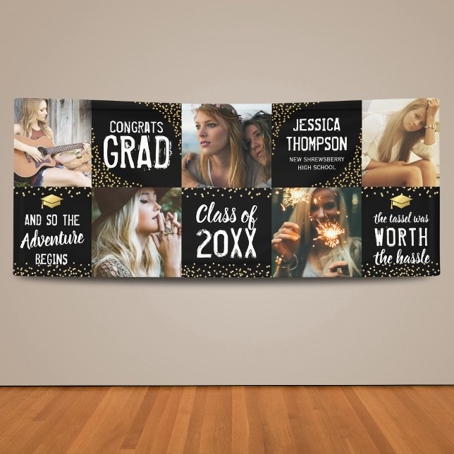 Modern 2025 Graduate Black & Gold Photo Banner (Creator Uploaded)