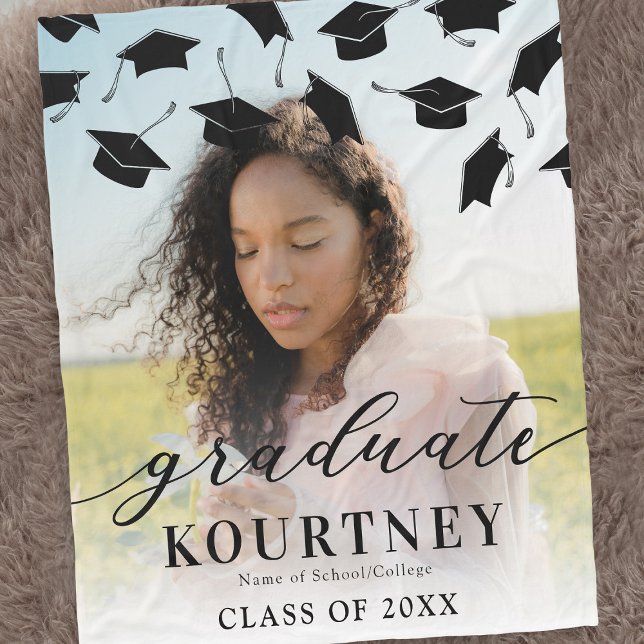 Modern 2025 Graduate Photo Graduation Fleece Blanket (Creator Uploaded)