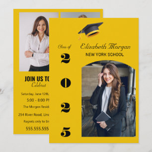 Modern 2025 Graduation Party gold Photo Invitation