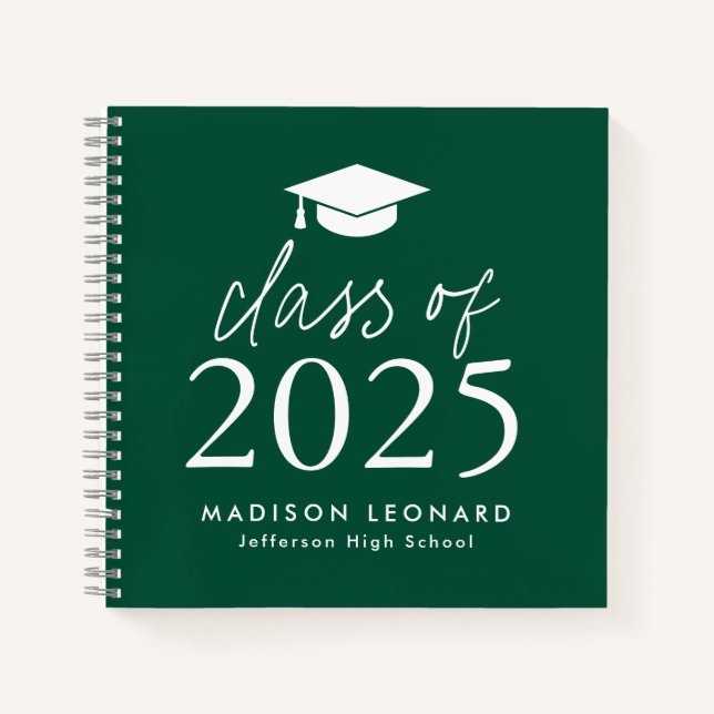 Modern 2025 Green Photo Graduation Guest Book (Front)
