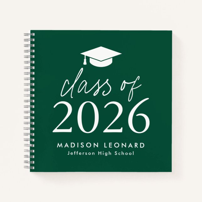 Modern 2025 Green Photo Graduation Guest Book (Front)