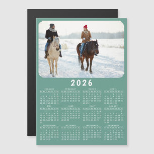Modern 2025 Magnetic Photo Calendar Teal Green