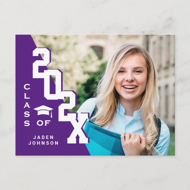 Modern 2025 PHOTO Grad Graduation Party Invitation Postcard (Front)