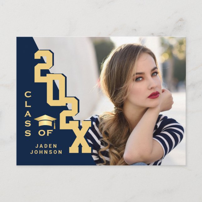 Modern 2025 PHOTO Grad Graduation Party Invitation Postcard (Front)