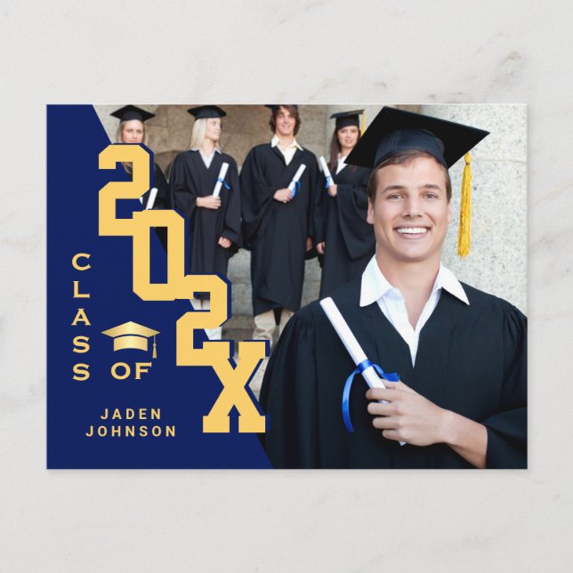 Modern 2025 PHOTO Grad Graduation Party Invitation Postcard (Front)