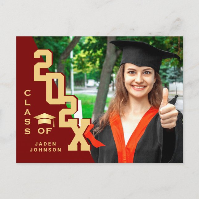 Modern 2025 PHOTO Grad Graduation Party Invitation Postcard (Front)