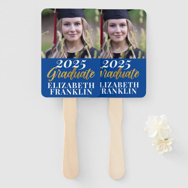 Modern 2025 Photo Graduation School Colours Hand Fan (Front and Back)
