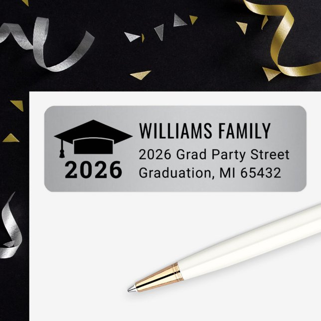 Modern 2025 Silver Graduation Return Address (Creator Uploaded)