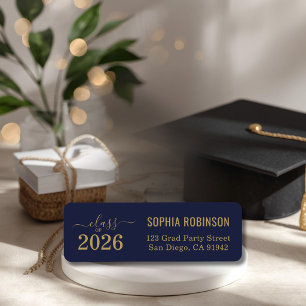 Modern 2026 Blue Gold Script Typography Graduation