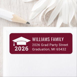 Modern 2026 Burgundy Graduation Return Address