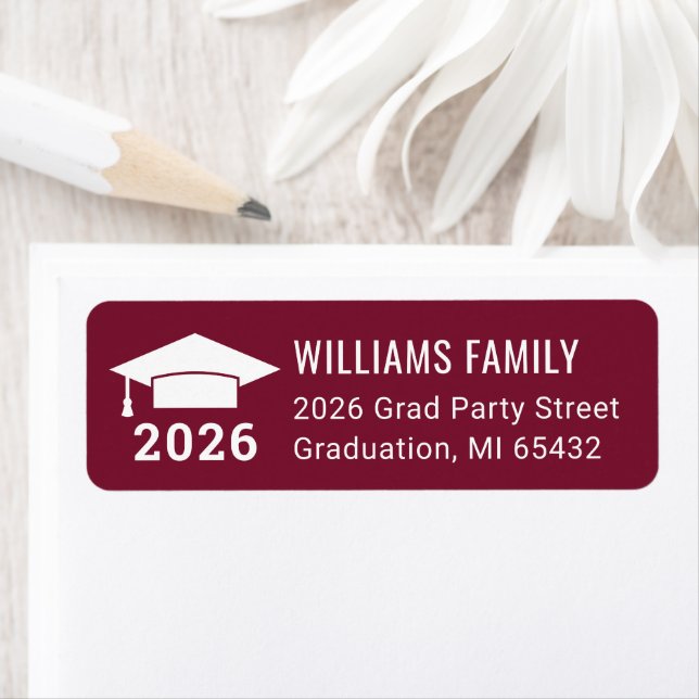 Modern 2026 Burgundy Graduation Return Address (Insitu)