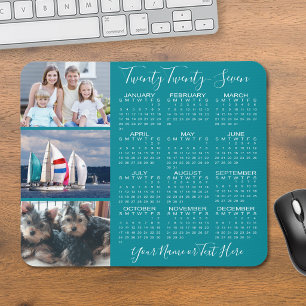Modern 2026 Calendar 3 Photo Script Personalised Mouse Mat