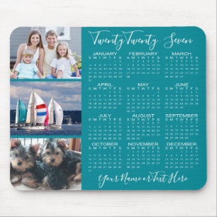 Modern 2026 Calendar 3 Photo Script Personalised Mouse Mat