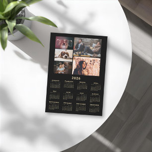 Modern 2026 Calendar 5 Photo Collage Magnet Card