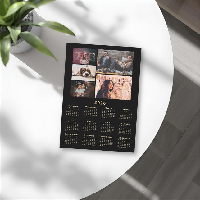 Modern 2026 Calendar 5 Photo Collage Magnet Card (Creator Uploaded)