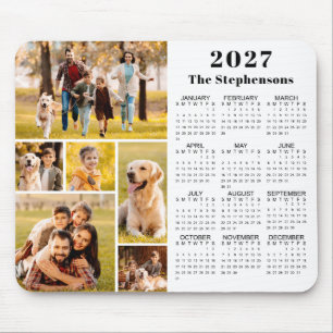 Modern 2026 Calendar 6 Photo Collage Personalised Mouse Mat