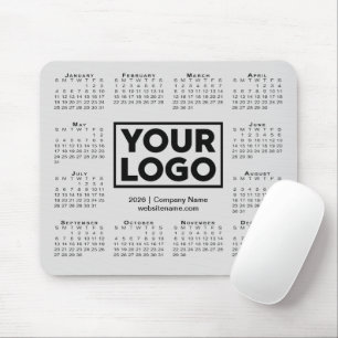 Modern 2026 Calendar Business Company Logo Gray Mouse Mat