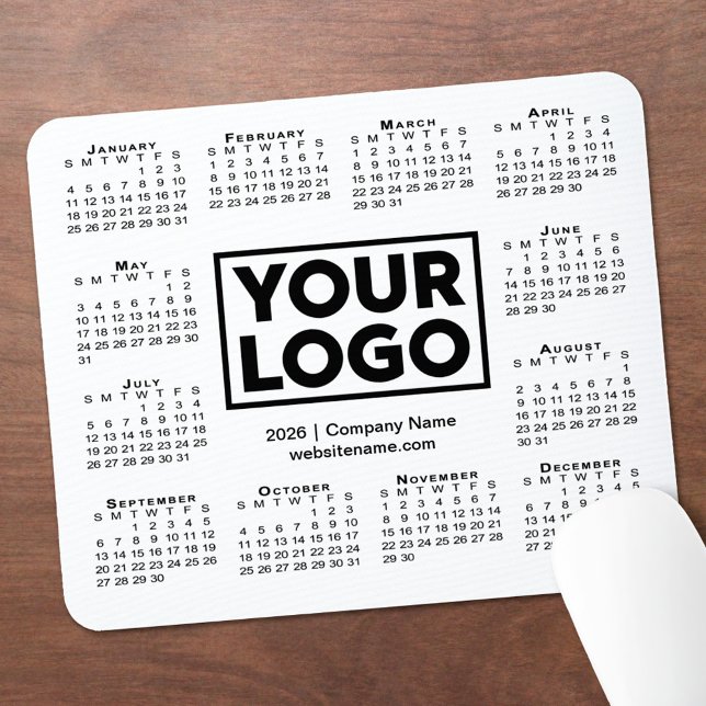 Modern 2026 Calendar Business Company Logo Mouse Mat (Modern 2026 Calendar Business Company Logo Mouse Pad, in situ)