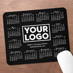 Modern 2026 Calendar Business Logo Black Mouse Mat