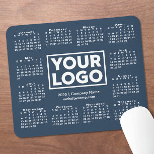 Modern 2026 Calendar Business Logo Navy Blue Mouse Mat