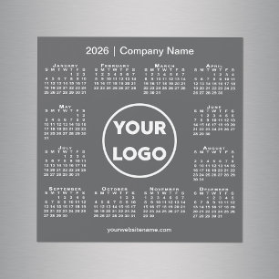 Modern 2026 Calendar Company Logo Dark Grey Magnet
