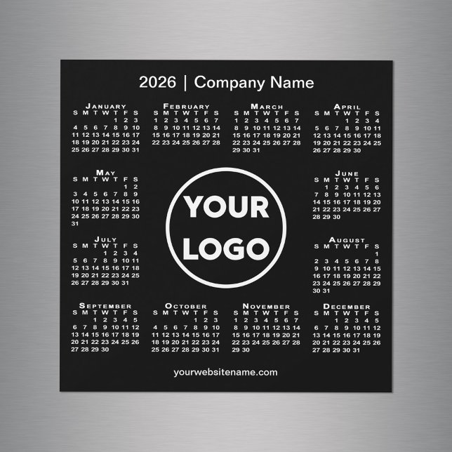 Modern 2026 Calendar Company Logo on Black Magnet (Modern 2026 Calendar Company Logo on Black Magnet, in situ)