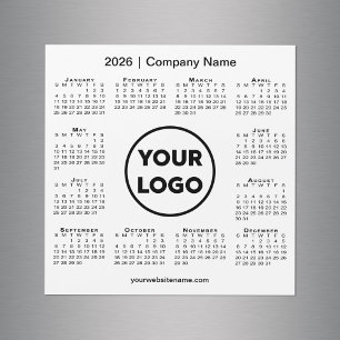 Modern 2026 Calendar Company Logo on White Magnet