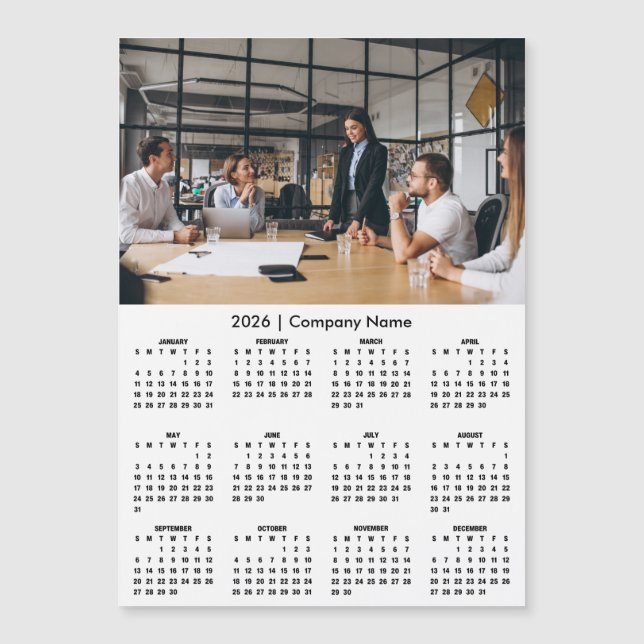 Modern 2026 Calendar Company Name Photo Magnet (Front)